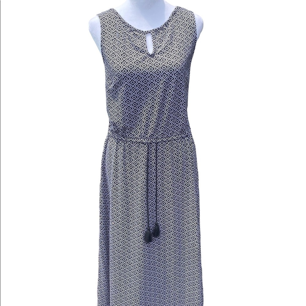 IZOD midi pull over dress cotton peephole on top adjustable tie on waist size md